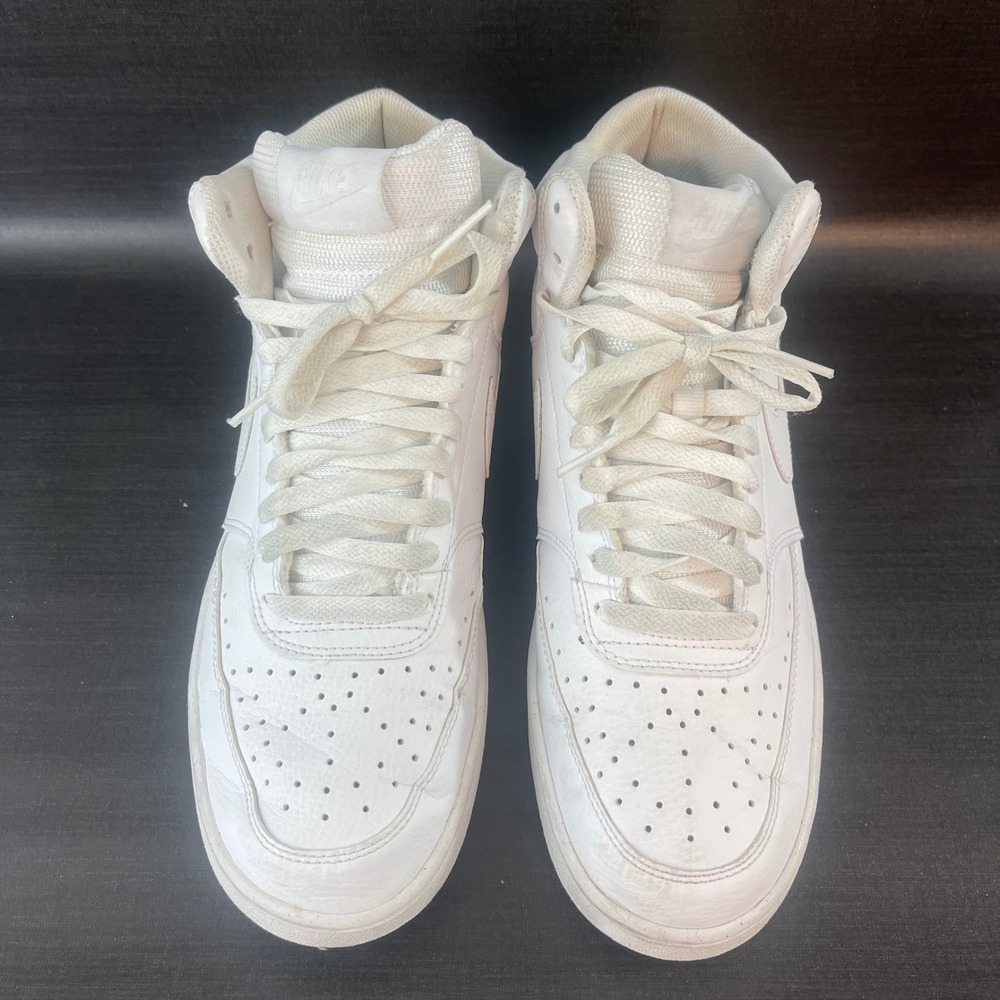 Nike Court Vision Mid Mens size 9.5 White Leather Athletic Casual Shoes DN3577 - Picture 3 of 9